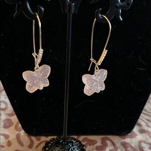 Betsey Johnson Pink Butterfly Earrings with crystals